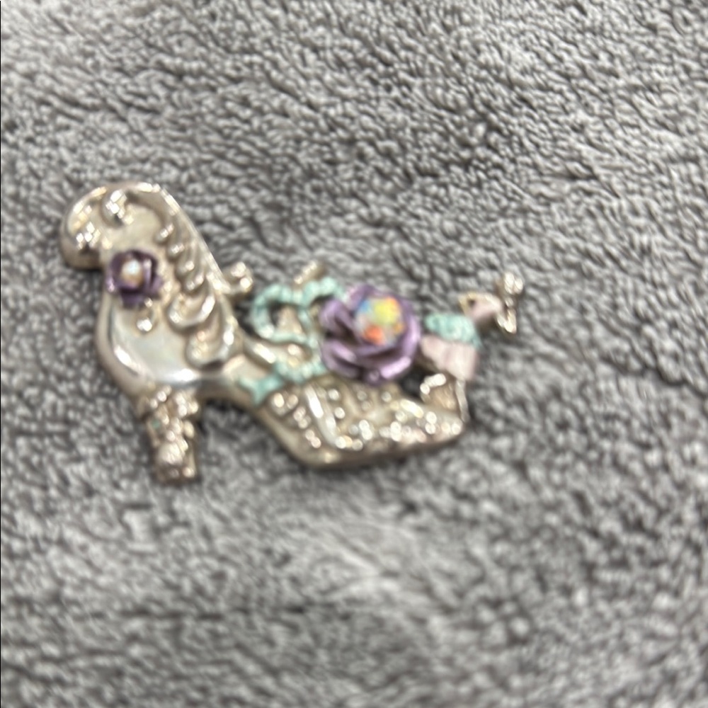 Silver and Purple Dog Brooch Jewelry